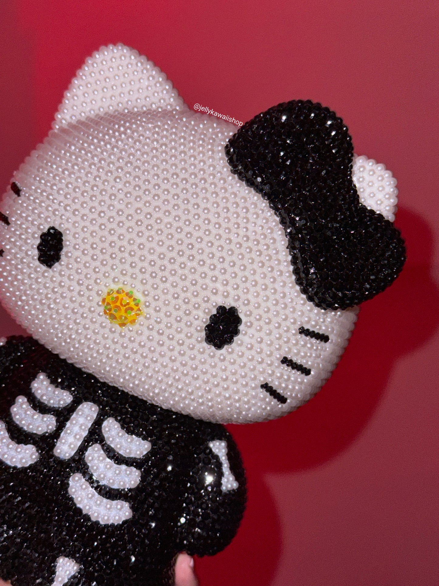 Hellokitty Skeleton Halloween Handmade Diamond Bling Rhinestone Bank Coin Bank Saving Pot Money Box Gift Decoration