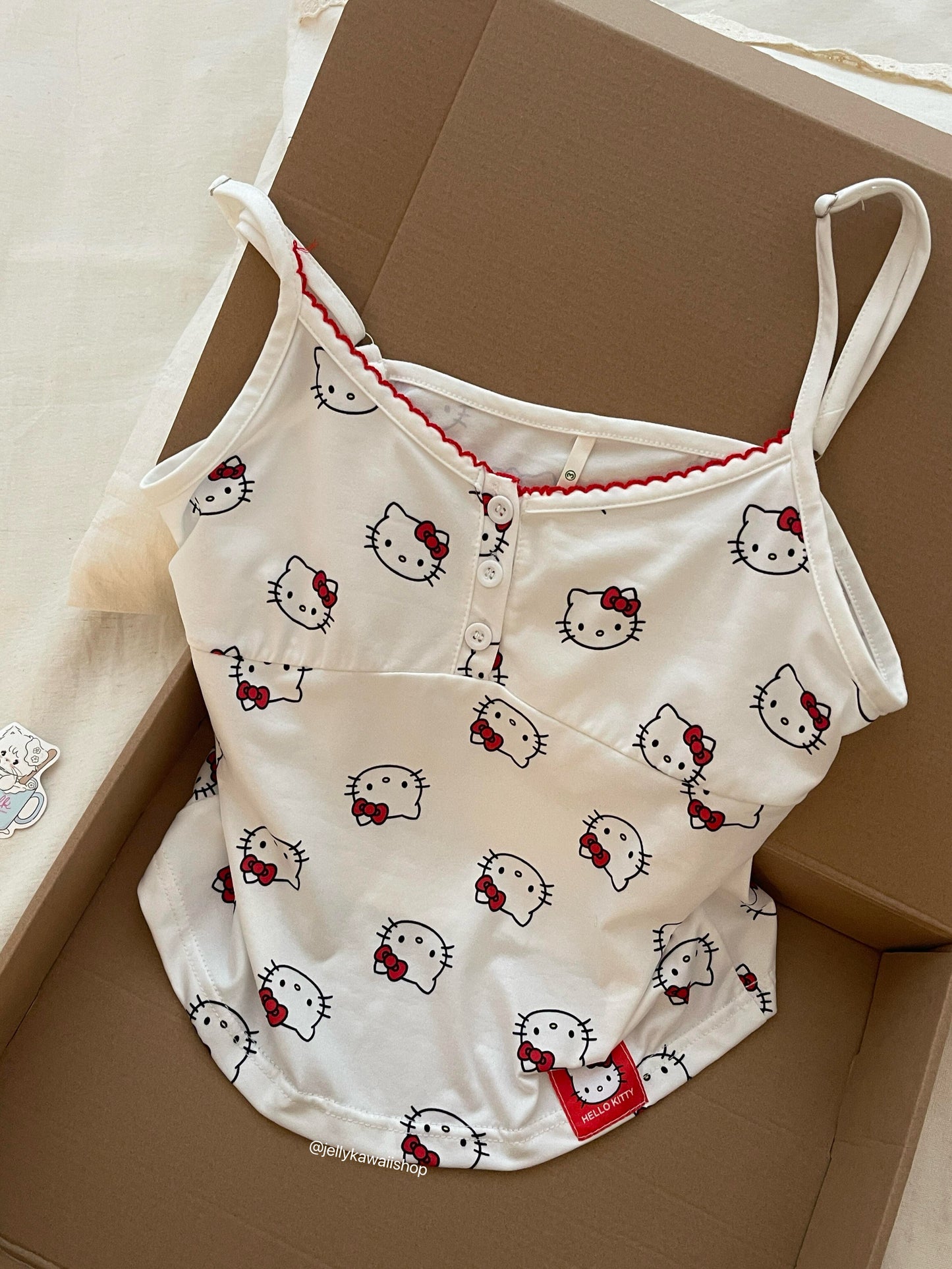 Hellokitty White Women'S 2 Piece Sleepwear Top with Shorts Pj Set