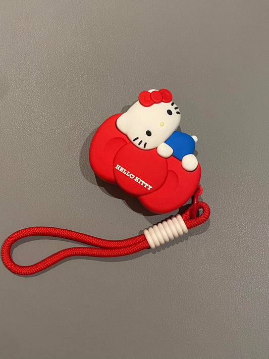 Hellokitty Holding Bow Shape Silicone Headphone Case Airpods with Chain