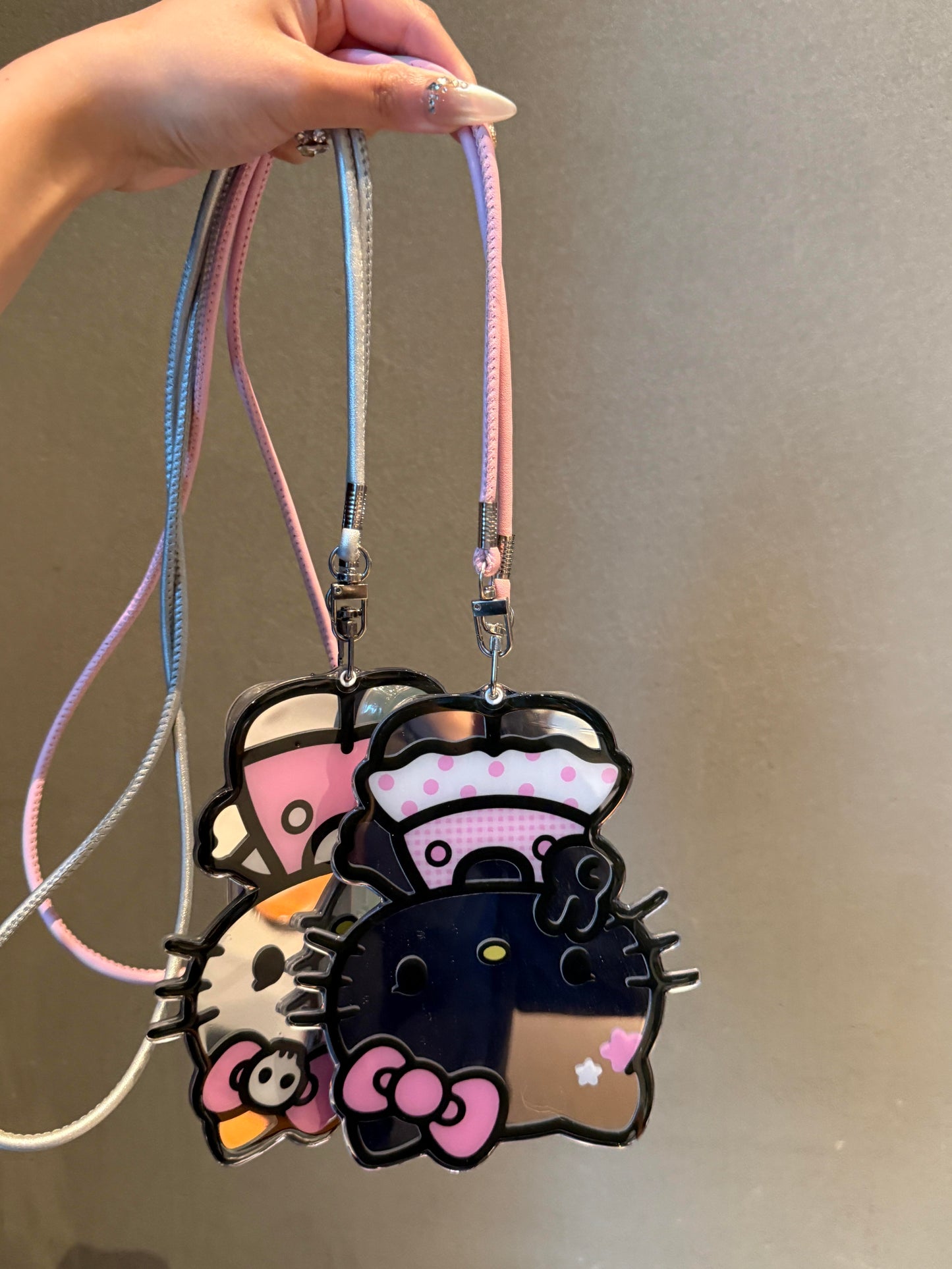 Hellokitty Shaped Folding Mirror Cute Kawaii Phone Case with Phone Chain
