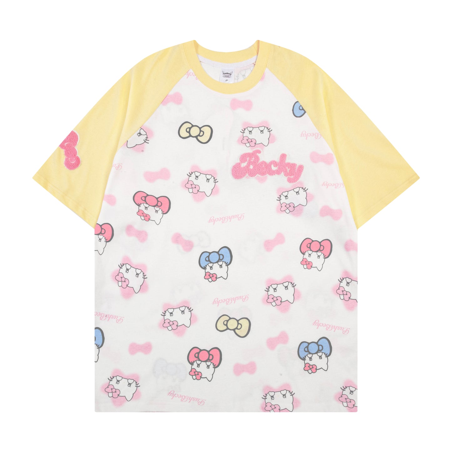 Hellokitty Raglan Sleeve Cute Short Sleeve Tee Casual Summer T Shirt Top