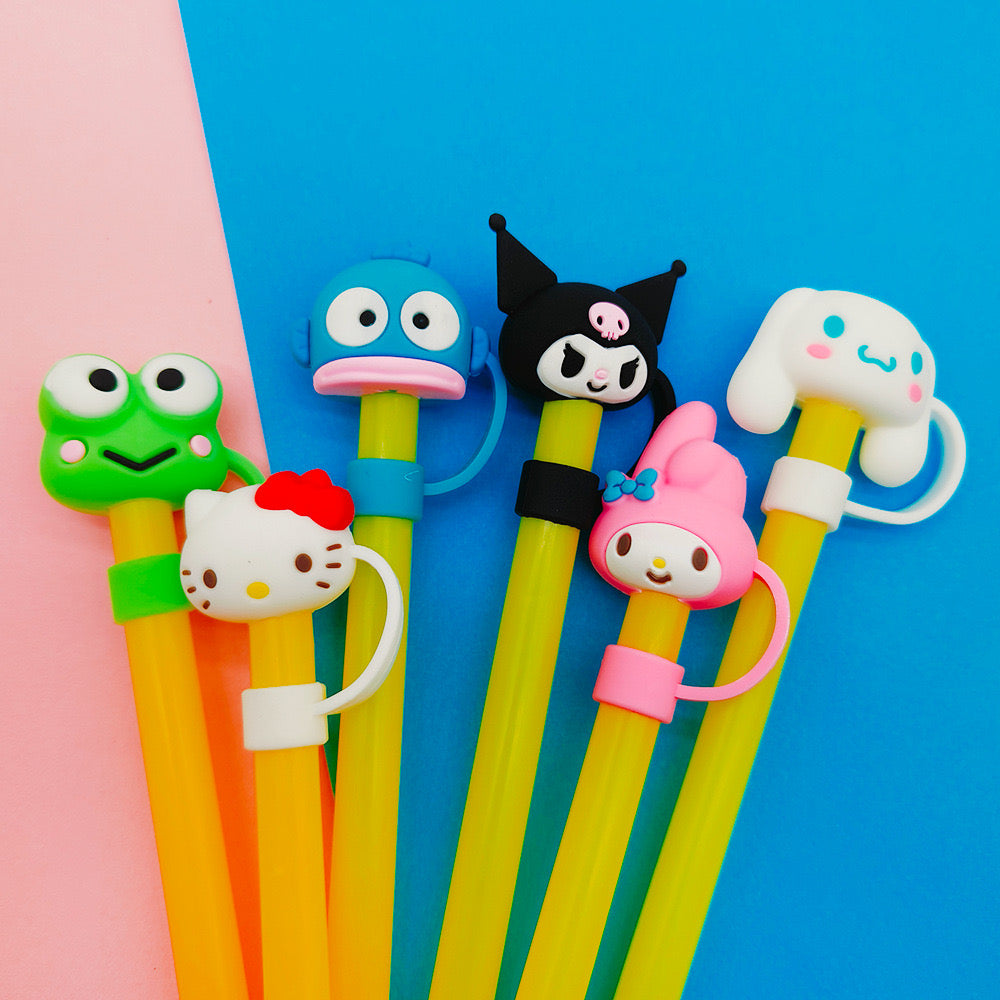 Sanrio Straw Covers Cap Toppers Compatible with Stanley Tumbler Reusable Cute Silicone Tips Lids Protectors Cups Accessories