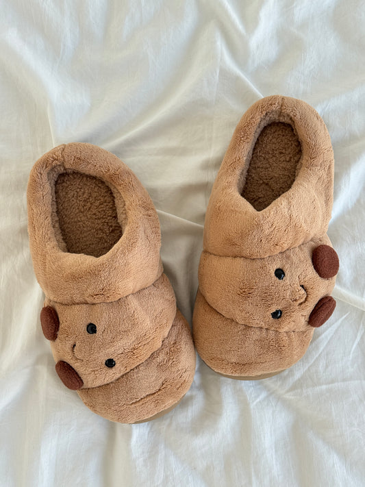 Croissant Jellycat Fuzzy Scuff Slippers Soft Comfy Memory Foam Non-slip Indoor House Shoes