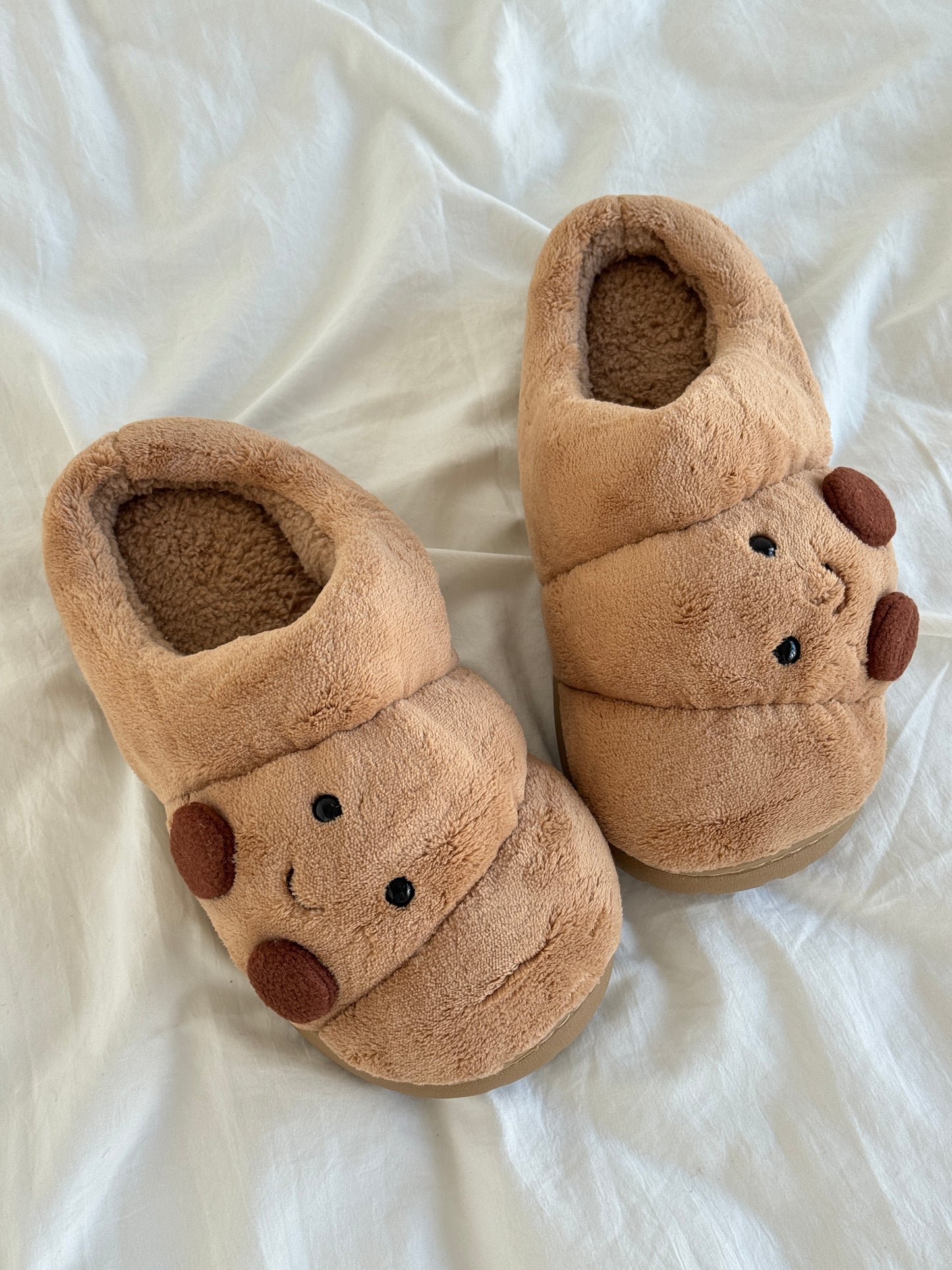 Croissant Jellycat Fuzzy Scuff Slippers Soft Comfy Memory Foam Non-slip Indoor House Shoes