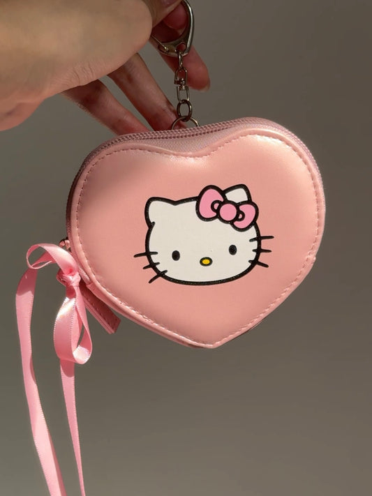 Hellokitty Pink Heart Shaped Purse Keychain