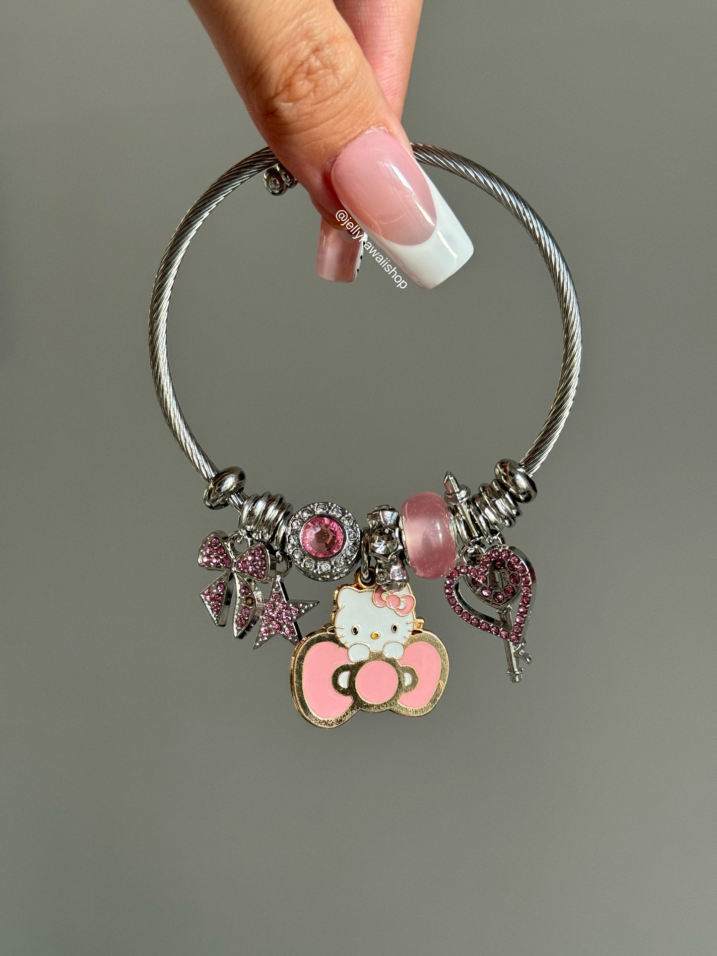 Hellokitty Pandora Charm Bracelets Stainless Steel Bangle Bracelet Birthday Christmas Jewelry Gift for Women Girls