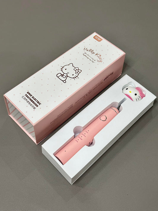 Hellokitty Electric Toothbrush USB Rechargeable Sonic Toothbrush with Brush Heads, Smart Timer, 4 Modes, Last 30 Days