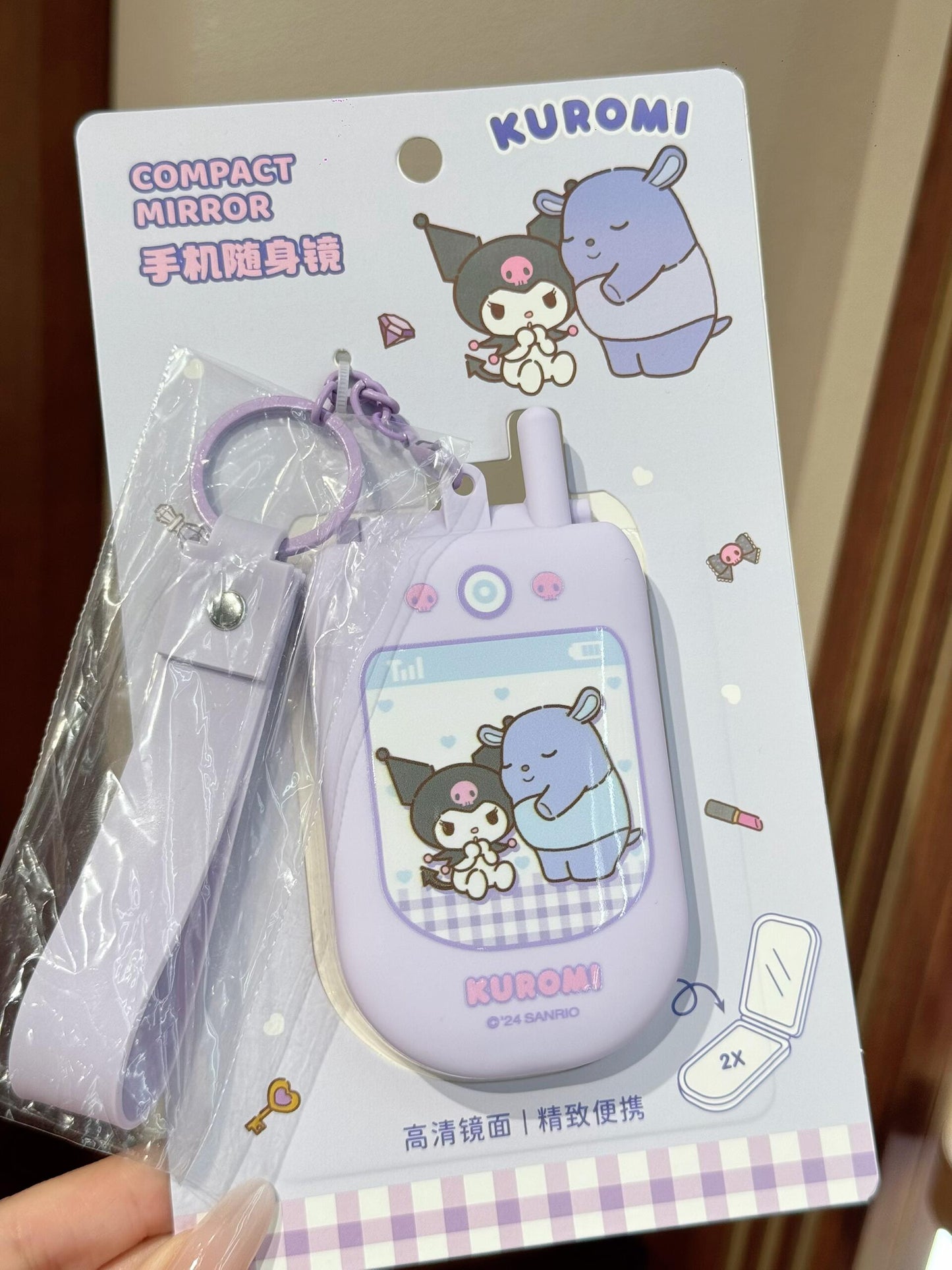 Sanrio Phone Shape Mirror Bag Charm Handbag Decoration for Women Pendant Accessories for Purse Designer Shoulder Bag