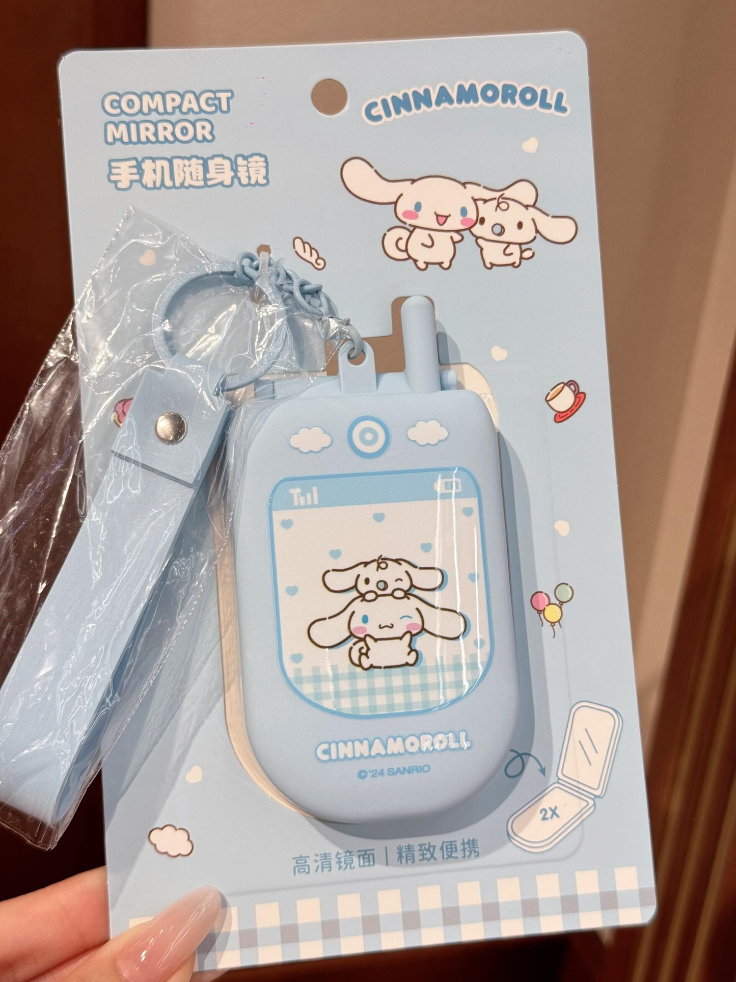 Sanrio Phone Shape Mirror Bag Charm Handbag Decoration for Women Pendant Accessories for Purse Designer Shoulder Bag