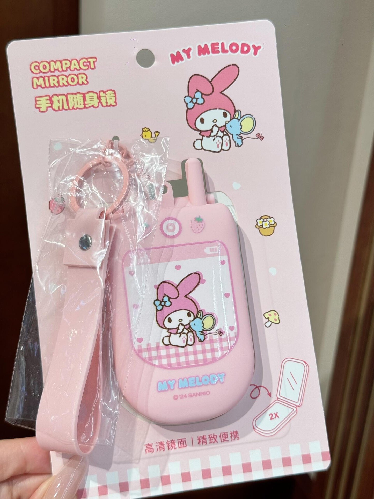 Sanrio Phone Shape Mirror Bag Charm Handbag Decoration for Women Pendant Accessories for Purse Designer Shoulder Bag