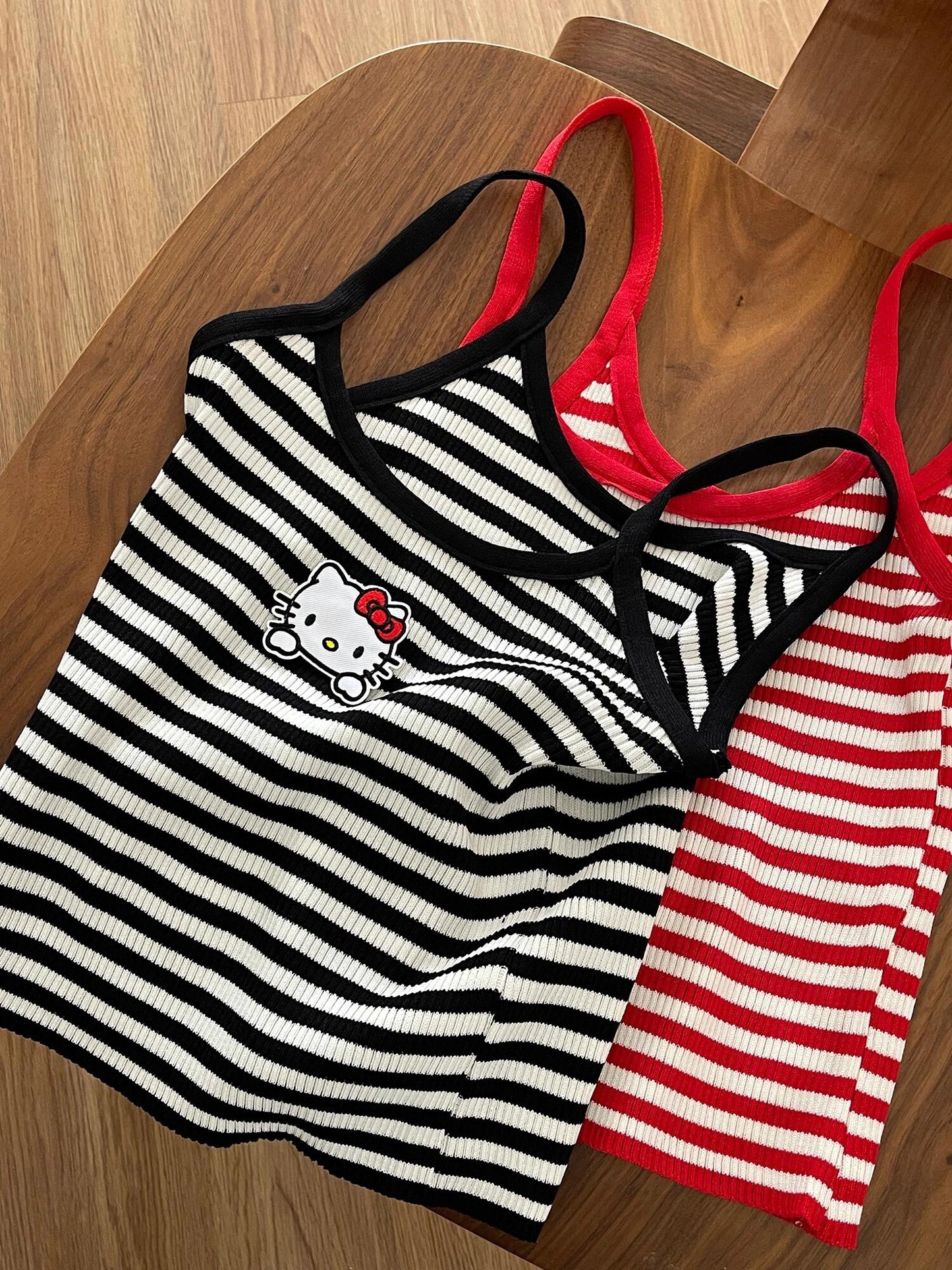 Hellokitty Pinstripe Camisoles Tops Basic Breathable Tank Top