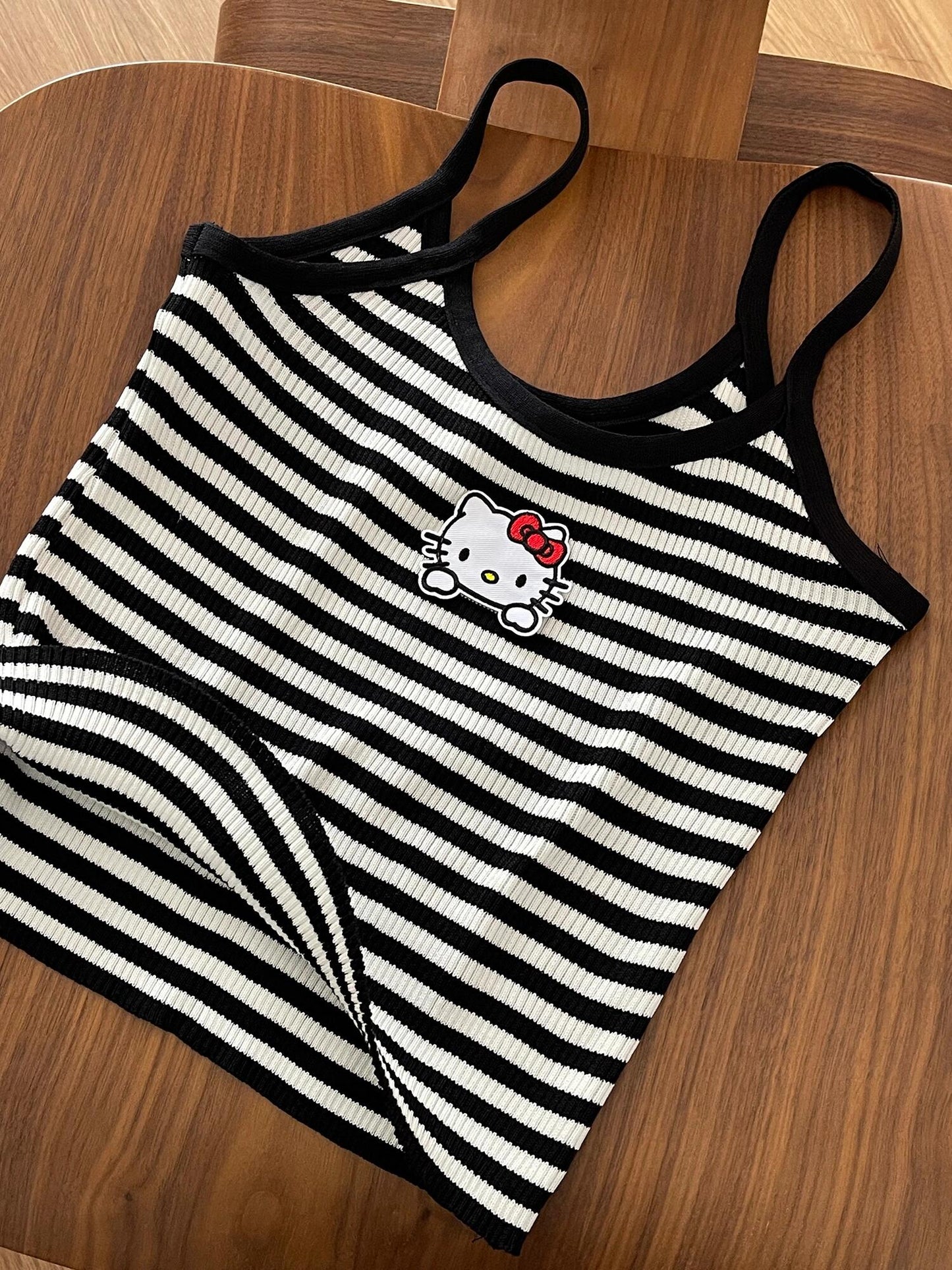 Hellokitty Pinstripe Camisoles Tops Basic Breathable Tank Top