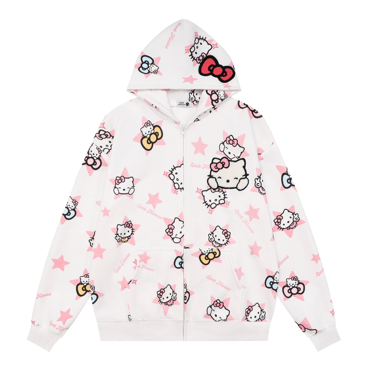 Hellokitty Hoodies Jacket Oversized Sweatshirts Casual Zip Up Y2K Hoodie with Pocket