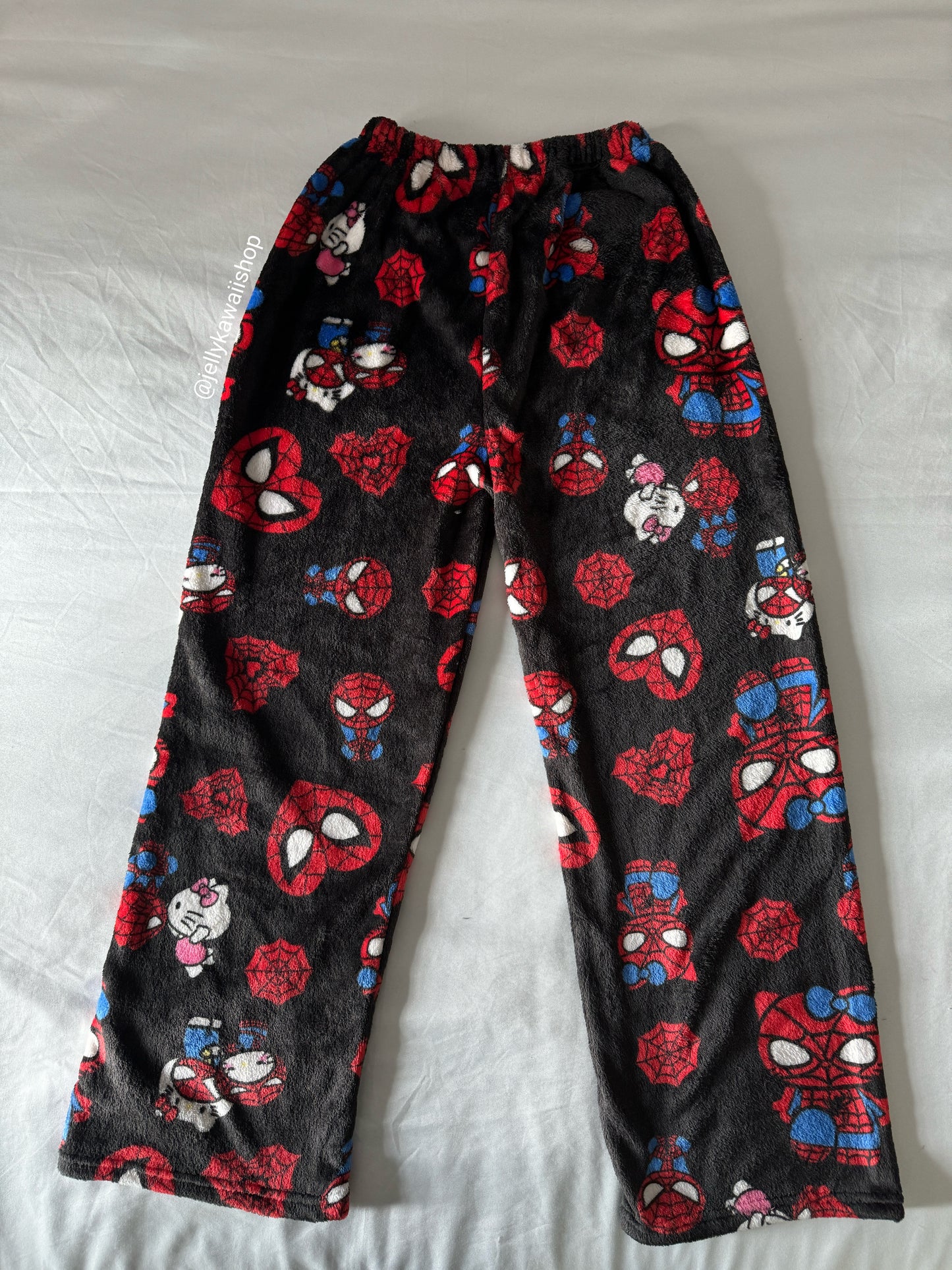 Hellokitty Spiderman Plush Pajama Pants Soft Fluffy Fleece Warm Pjs Bottoms Sleepwear Comfy Fuzzy Lounge Pants