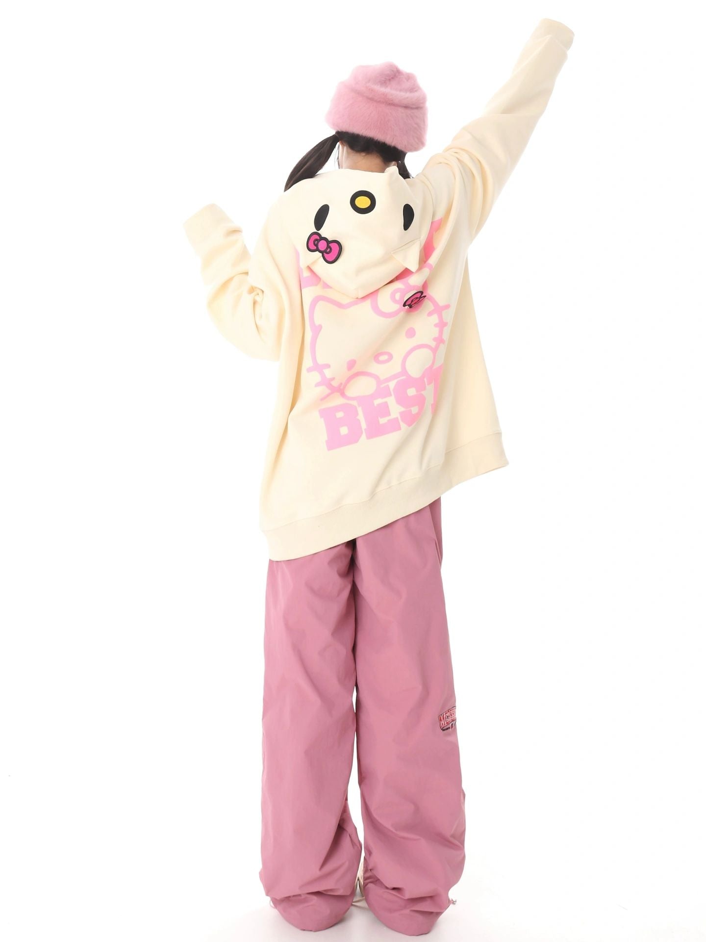 Hellokitty Women's Cute Hoodies Teen Girl Fall Jacket Oversized Sweatshirts Casual Drawstring Zip Up Y2K Hoodie with Pocket