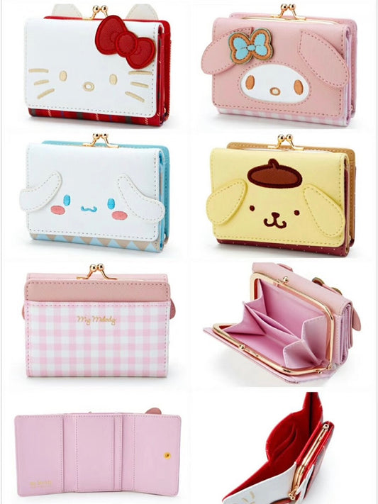 Sanrio Cute Character Small Wallet Short Ladies Wallet Leather Tri-fold Wallet Money Bag