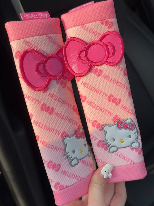 Hellokitty Pink Car Seat Belt Cover Pad Seatbelt Shoulder Strap Pads Covers Car Accessories (2PCS)