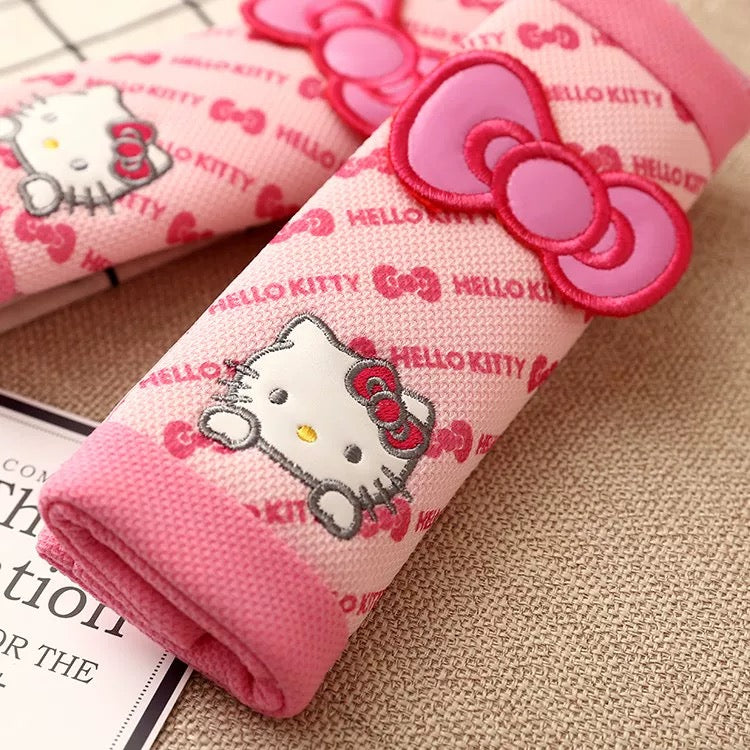 Hellokitty Pink Car Seat Belt Cover Pad Seatbelt Shoulder Strap Pads Covers Car Accessories (2PCS)