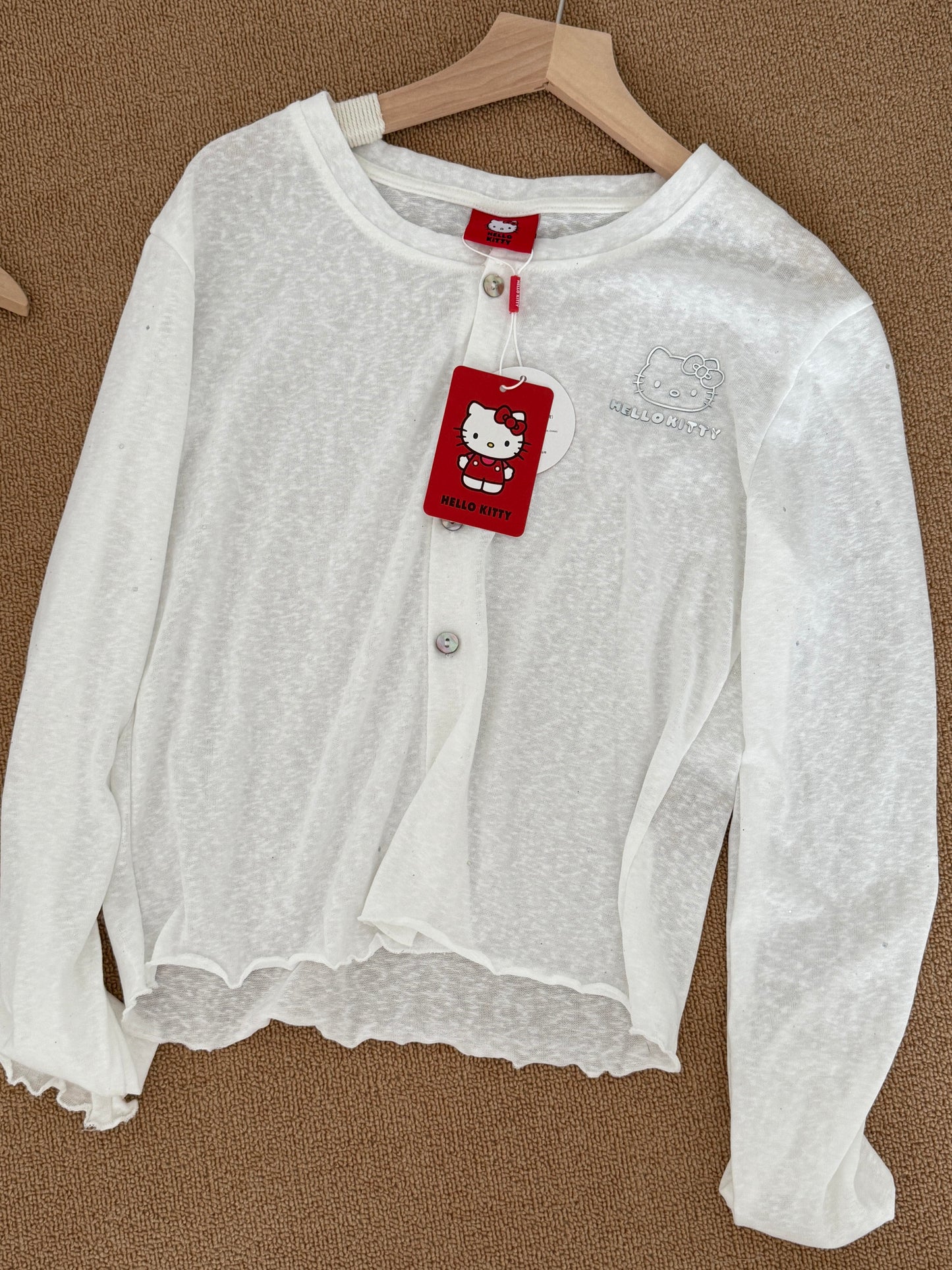 Hellokitty White Long Sleeve Cardigan