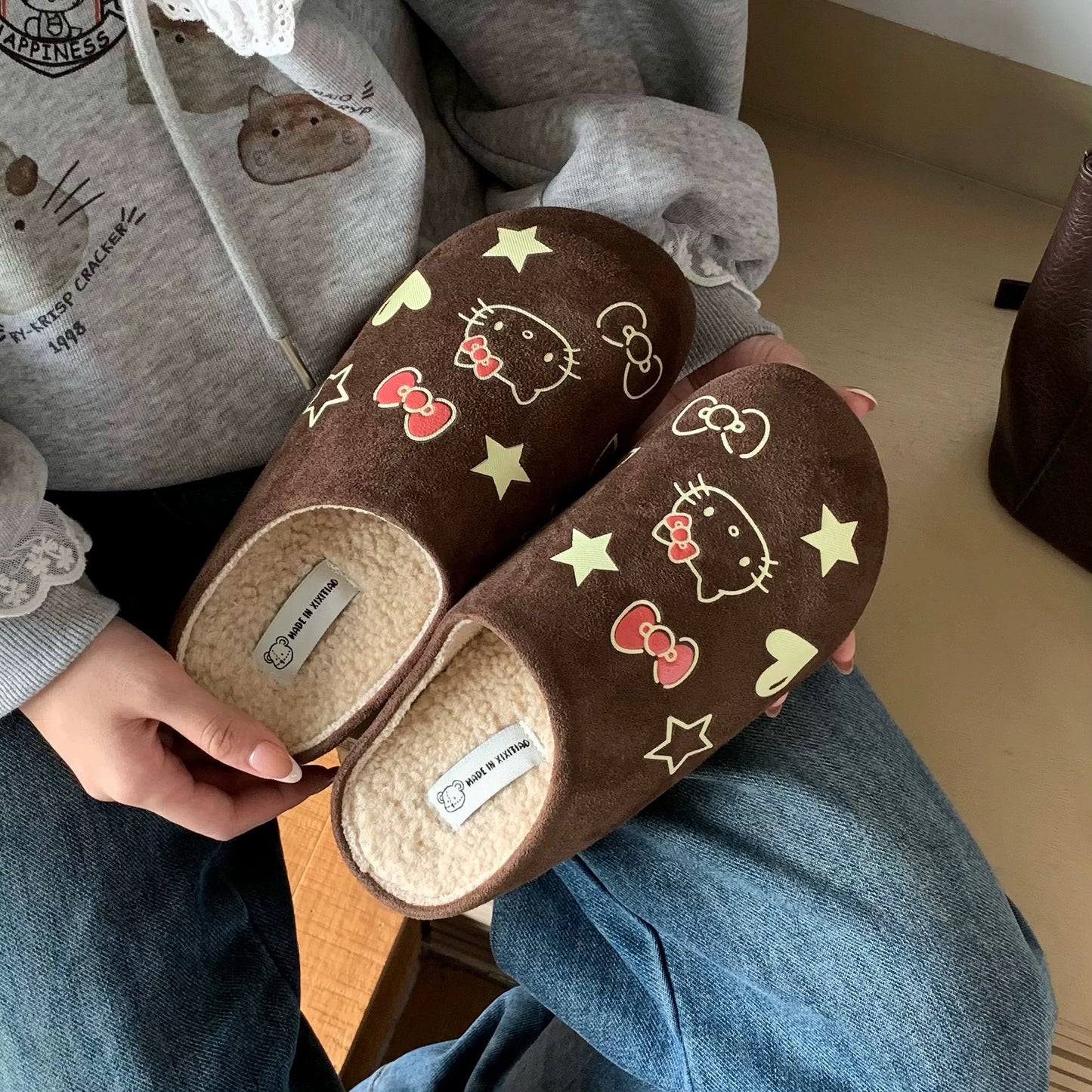 Hellokitty Suede Clogs Mules Cork Footbed Sandals Potato Shoes with Arch Support