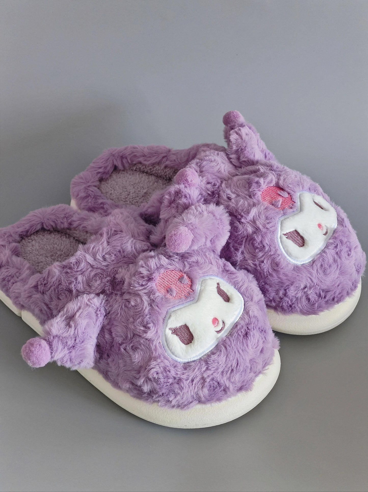 Sanrio Fluffy Plush Slippers House Slippers Winter Indoor Outdoor Slippers for Women