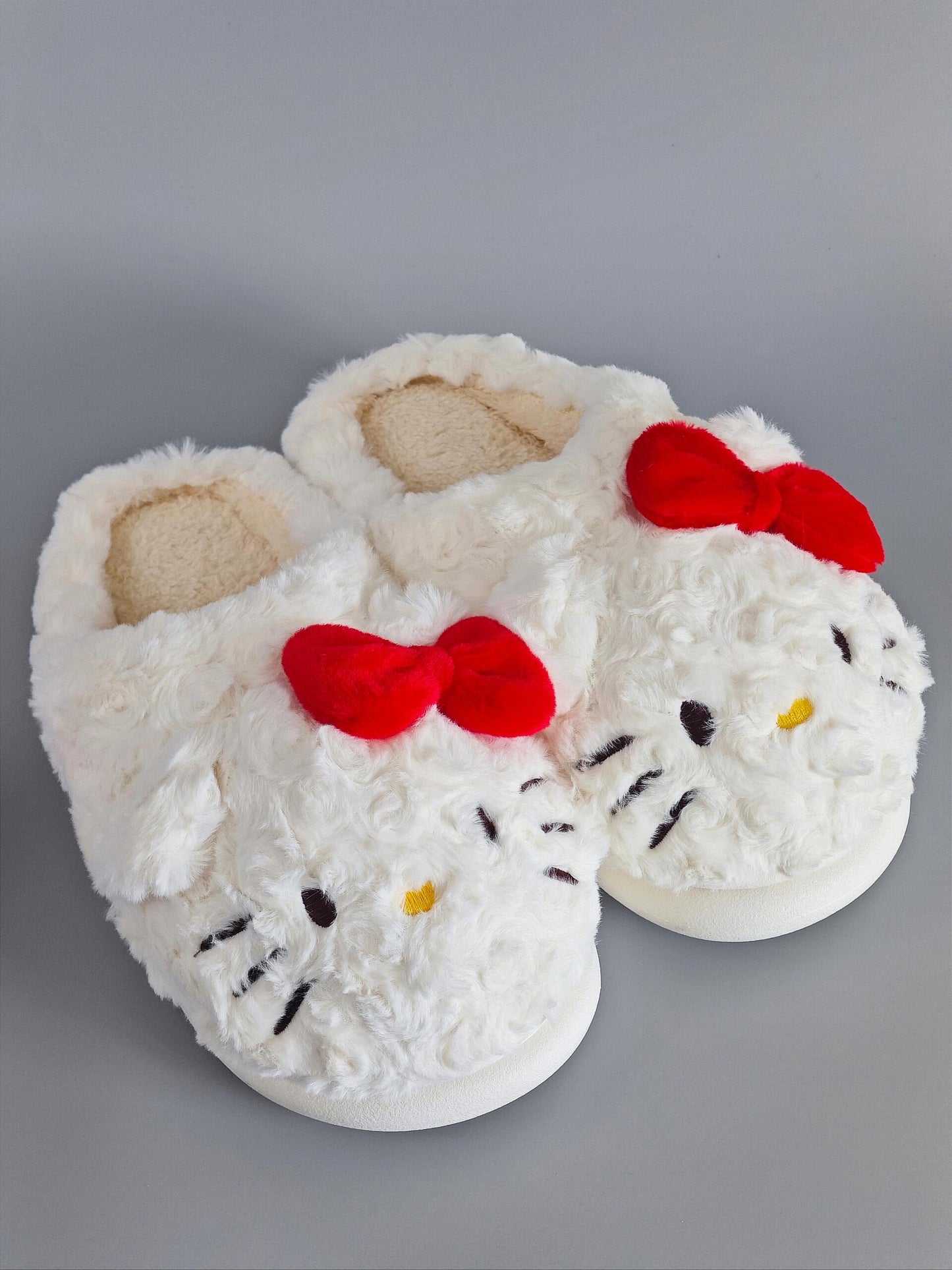 Sanrio Fluffy Plush Slippers House Slippers Winter Indoor Outdoor Slippers for Women