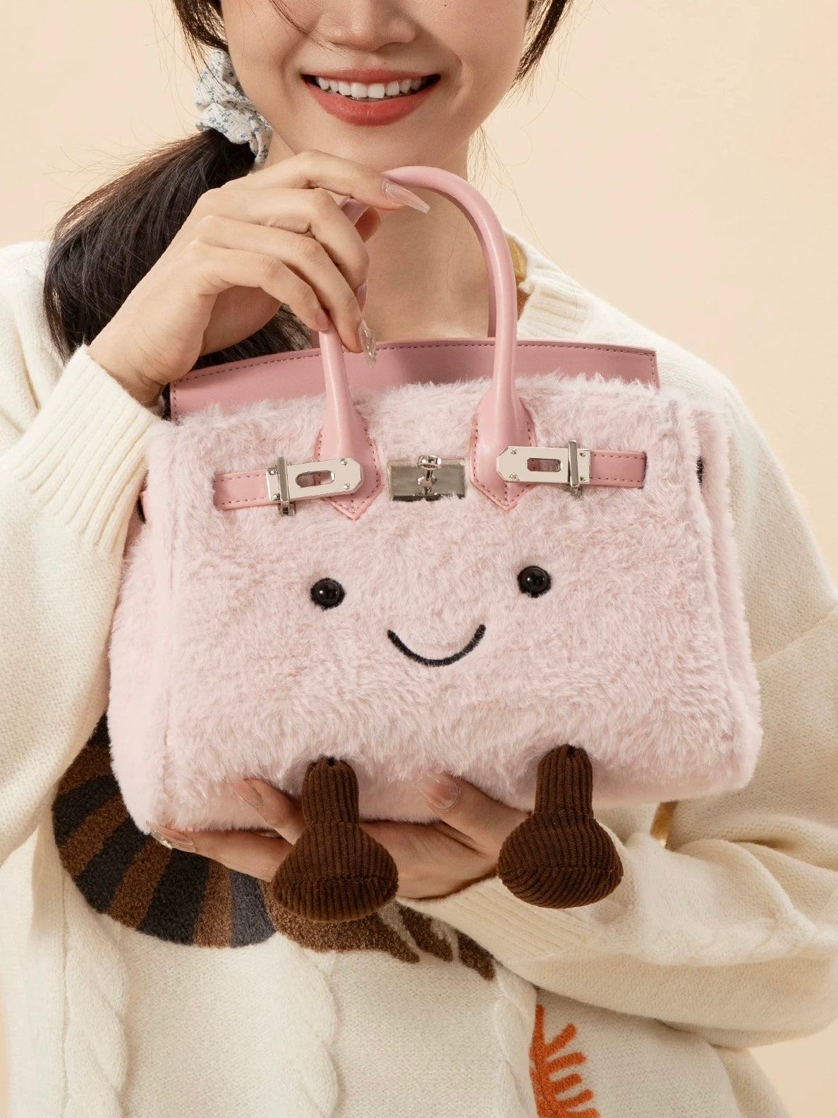 【PRE-BLACK FRIDAY DEALS】Plush Fluffy Bag Handbags Shoulder Bag Top Handle Satchel Tote Work Bag