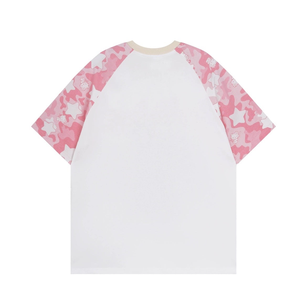 Hellokitty Camouflage Sleeves Short Sleeve Tee Casual Summer T Shirt Top