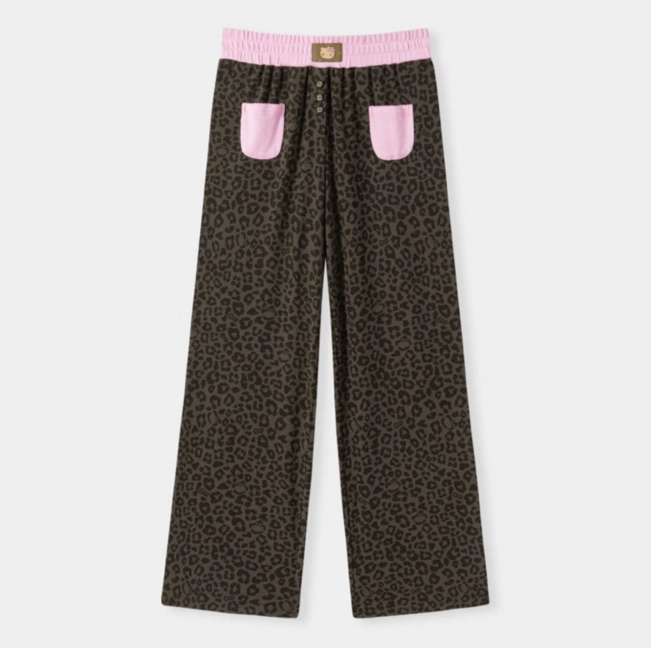 Hellokitty Leopard Print Cotton Cute Short Pajama Set 2 Piece Sleepwear Top with Shorts Pj Set