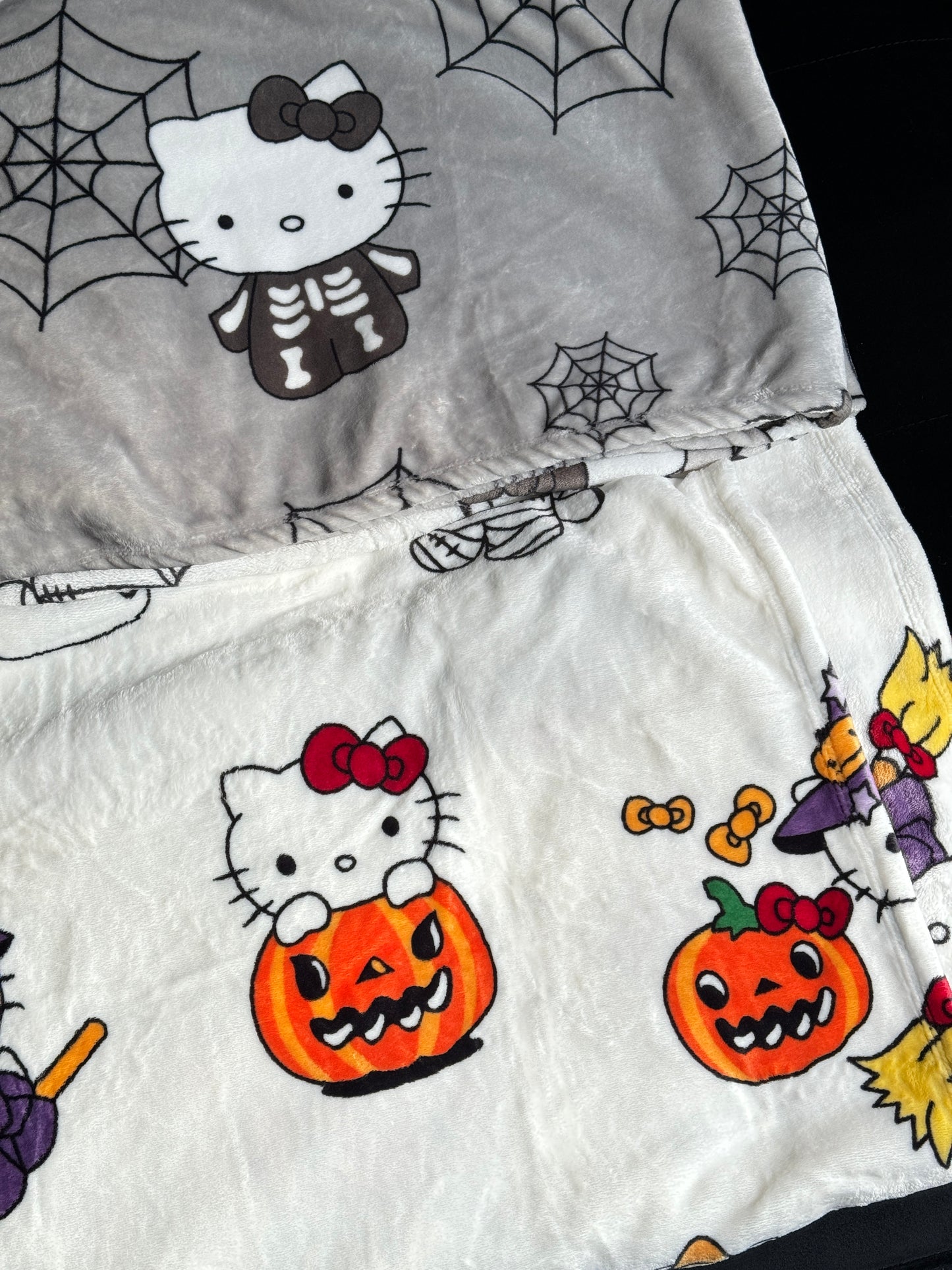 Halloween Hellokitty Blanket Flannel Throw Blanket Cute Blanket Lightweight Super Soft Cozy for Bed Kids Adult Gift