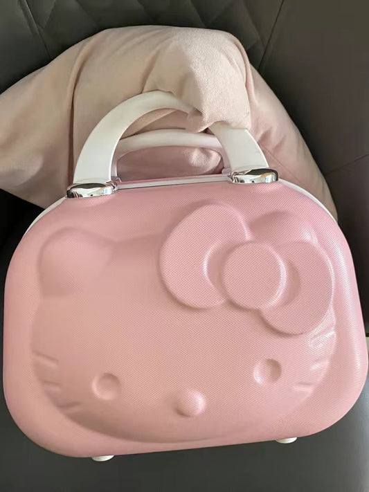 KT 14 Inch Cosmetic Case Box Beauty Makeup Bag Organizer Cartoon Hellokitty Travel Suitcase Luggage Storage Bag