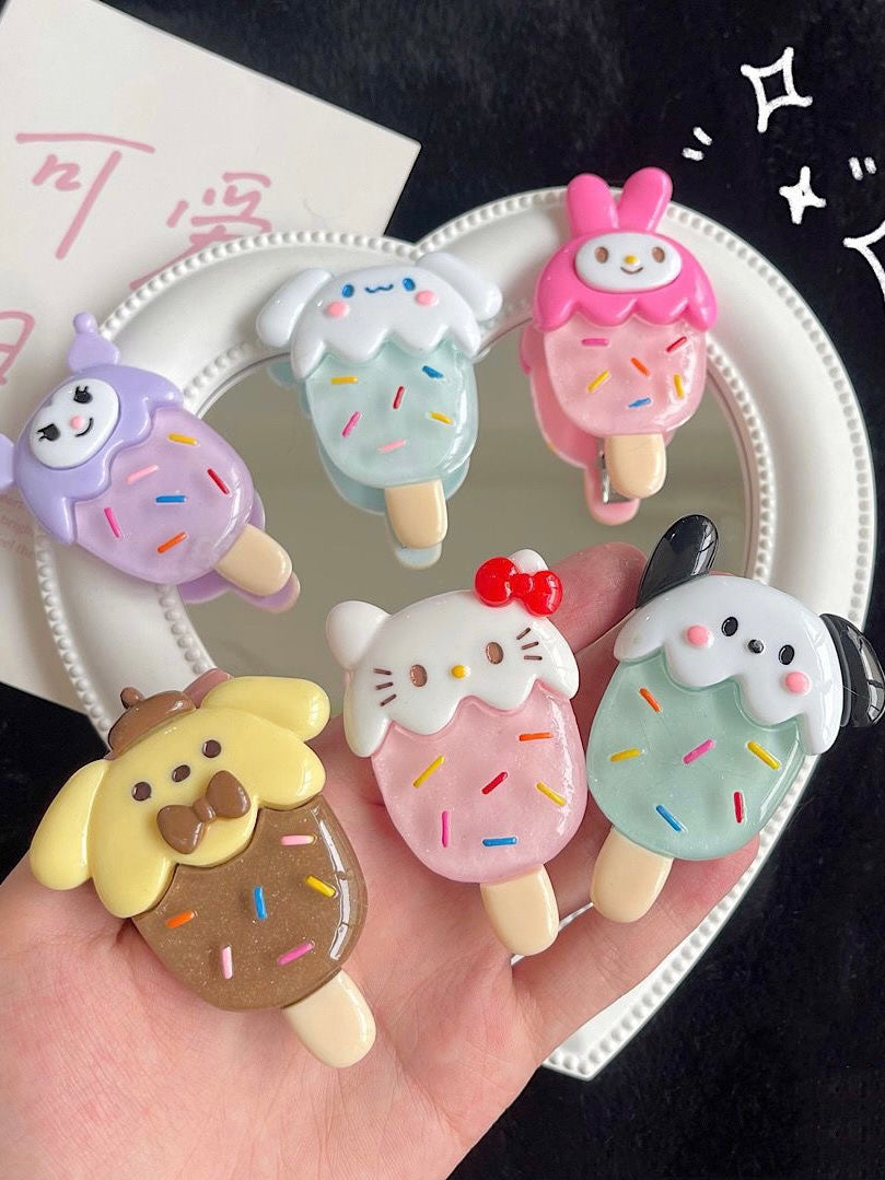Sanrio Ice Cream Hair clips｜6 Count (Pack of 1)