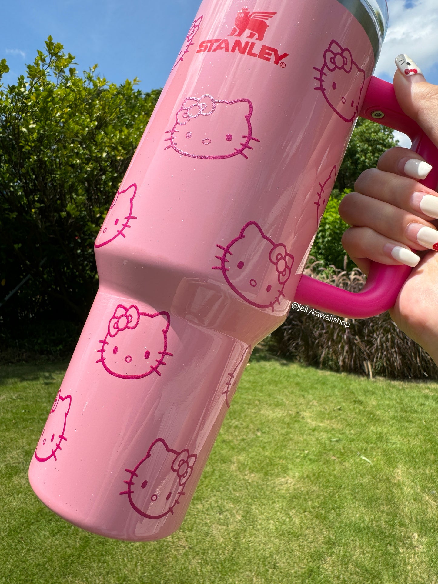 HelloKitty In-Car Insulated Cup 1200 ml Tumbler with Handle , Stainless Steel Insulated Cup with Lid Gym Water Bottle Cupholder Friendly Women Travel Mug