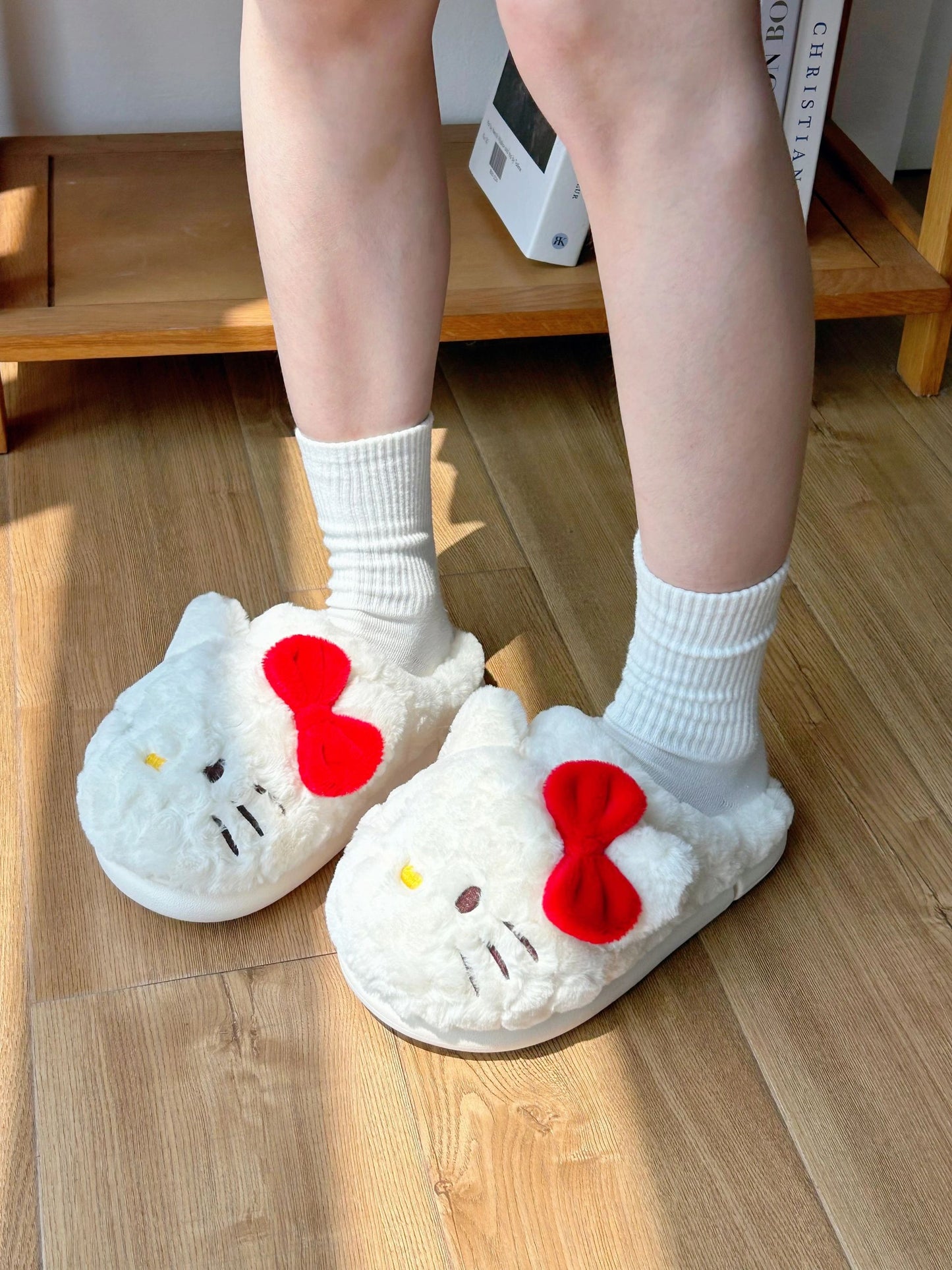 Sanrio Fuzzy Slippers House Slippers Winter Indoor Outdoor Slippers for Women