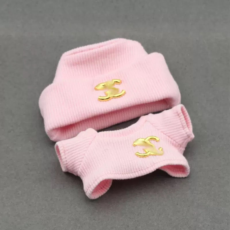 Pink Cl 17cm Labubu Clothes Set(NO DOLL)  Accessories Suit Cute Clothes for Labubu Dress up Unique Style