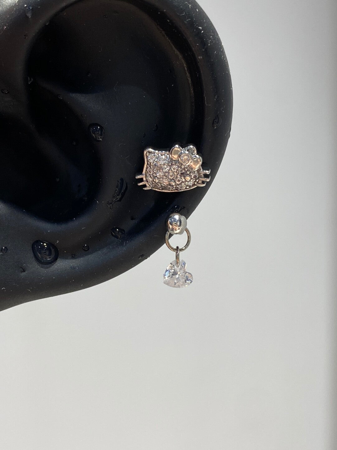 Hello Kitty silver Rhinestone Helix Earrings