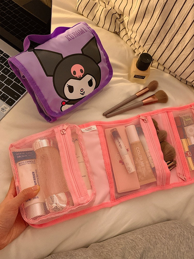 Sanrio Travel Makeup Portable Storage Bag | Dividers for Cosmetics Makeup Brushes Toiletry Jewelry Digital Accessories