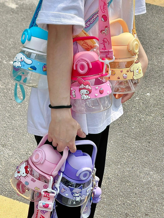 Sanrio Water Bottle with Straw 26.5oz with Two Ways to Dinking Modern Water Jug for Women/Teen Girl/School Water Bottles With Strap