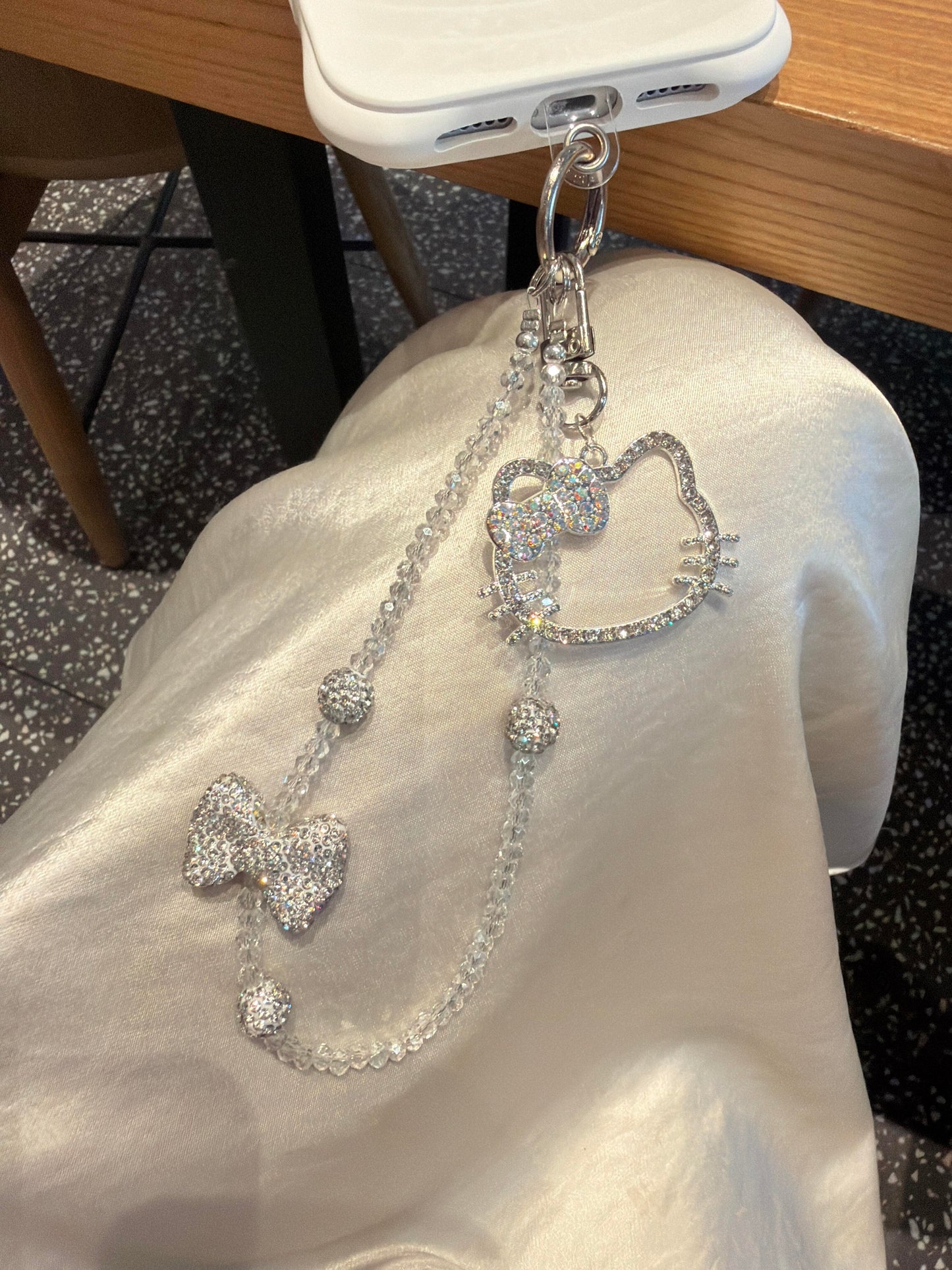 Hellokitty Sparkling Rhinestone Beaded Phone Strap Bag Charm