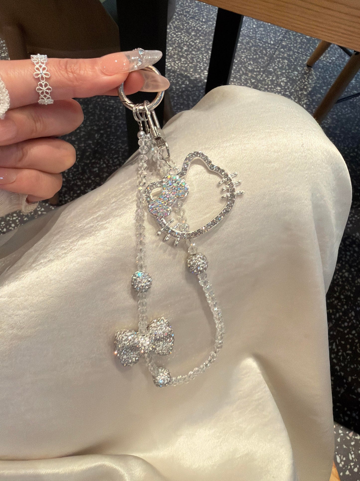Hellokitty Sparkling Rhinestone Beaded Phone Strap Bag Charm
