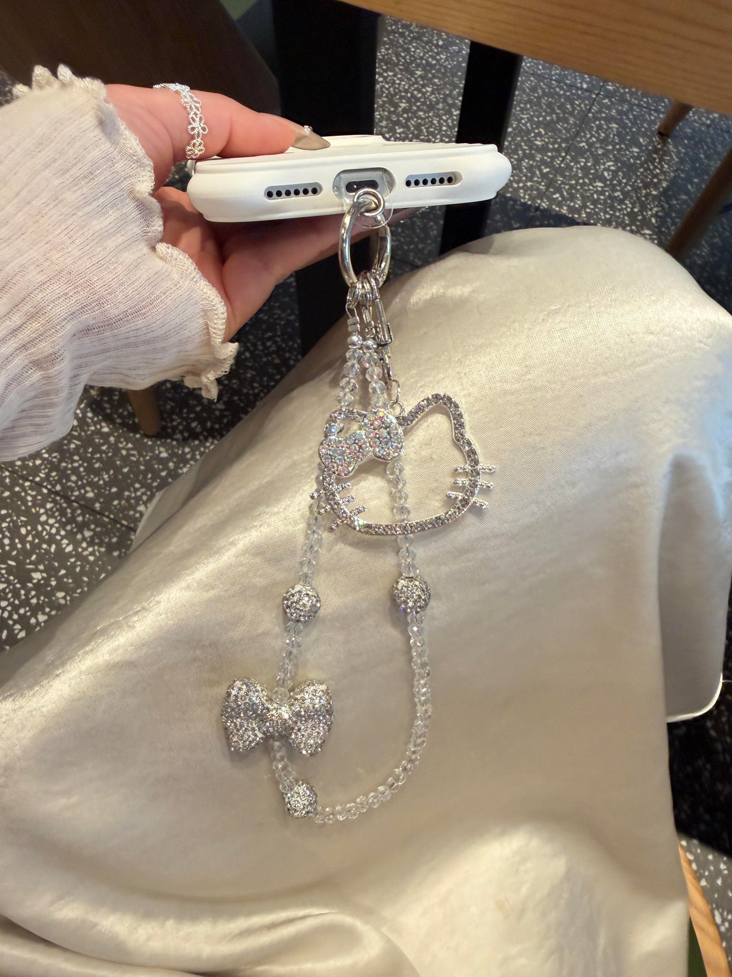 Hellokitty Sparkling Rhinestone Beaded Phone Strap Bag Charm