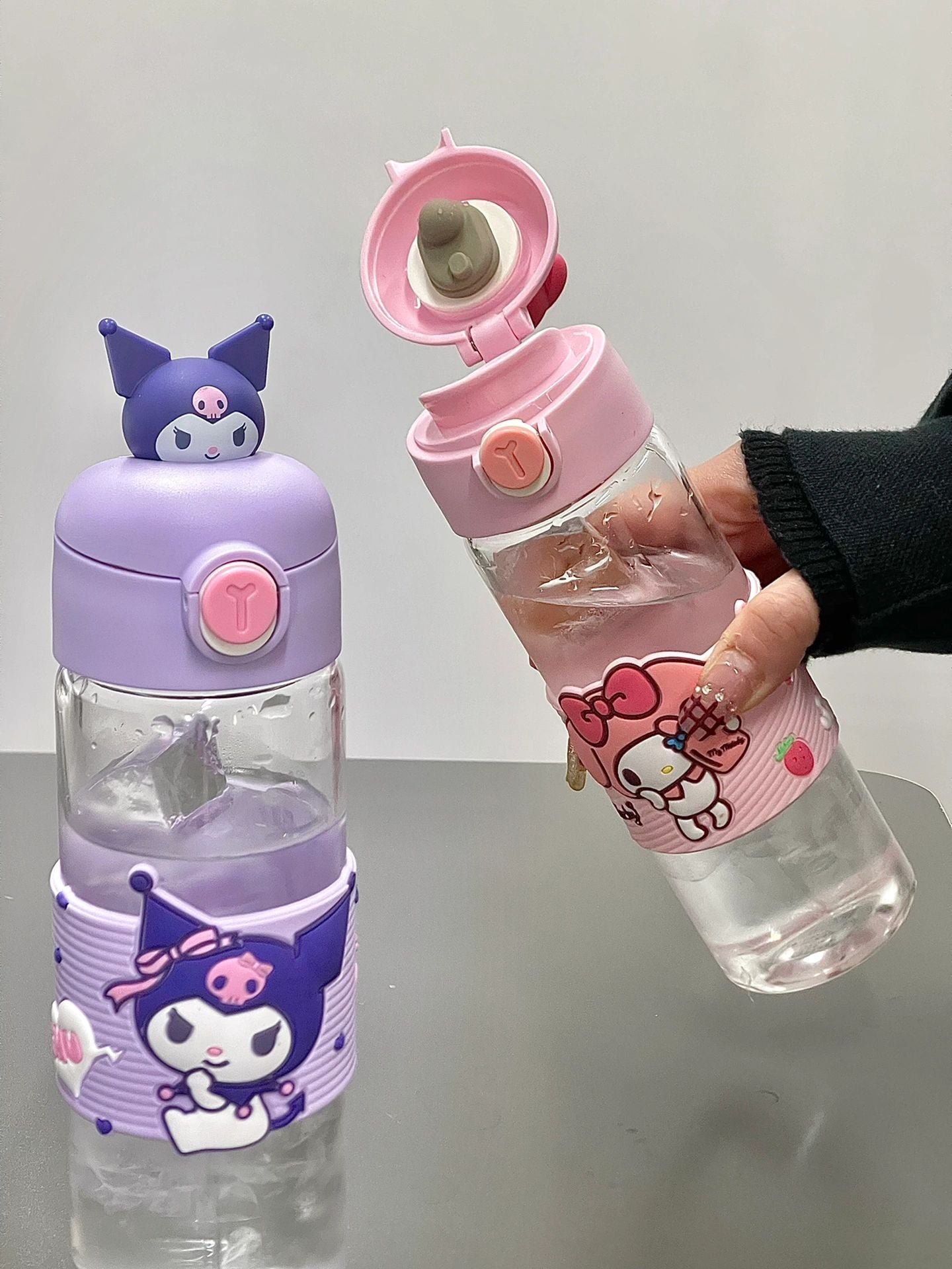 Sanrio Leakproof Portable Glass Cups | One Button Open Water Bottle (330ml)
