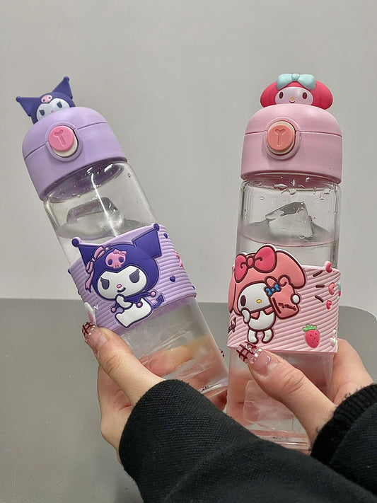 Sanrio Leakproof Portable Glass Cups | One Button Open Water Bottle (330ml)
