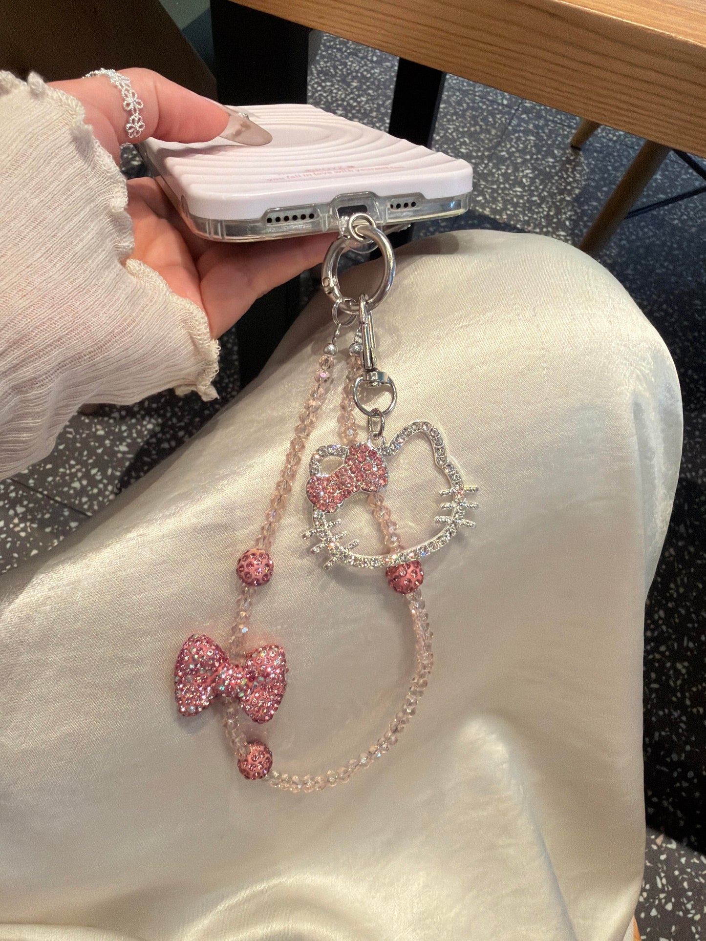Hellokitty Sparkling Rhinestone Beaded Phone Strap Bag Charm