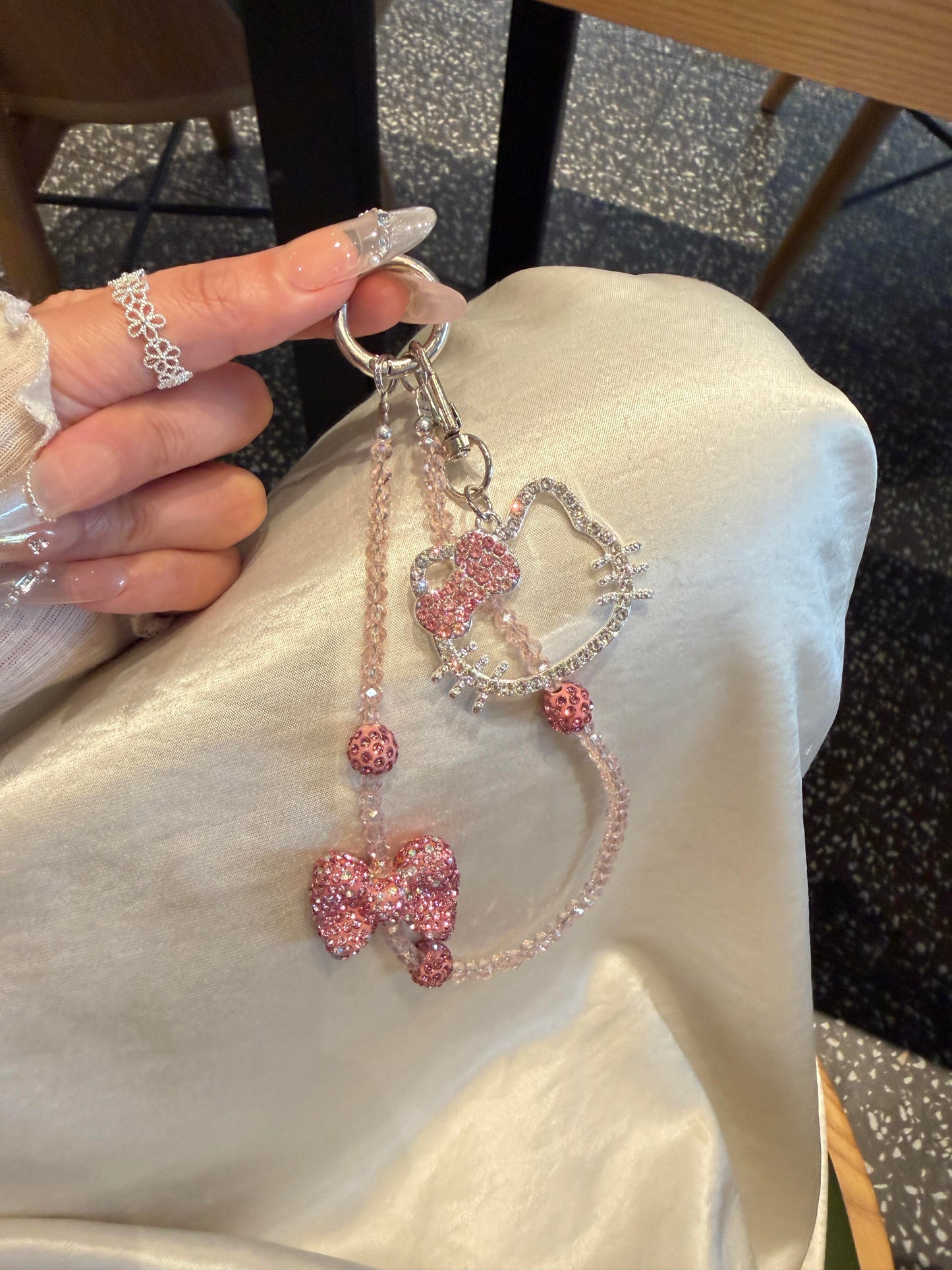Hellokitty Sparkling Rhinestone Beaded Phone Strap Bag Charm