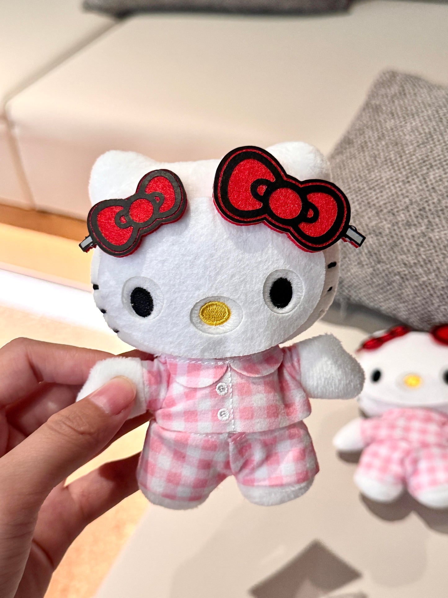 Hello Kitty Face Mask Pajamas Plush Keychain Bag Charms