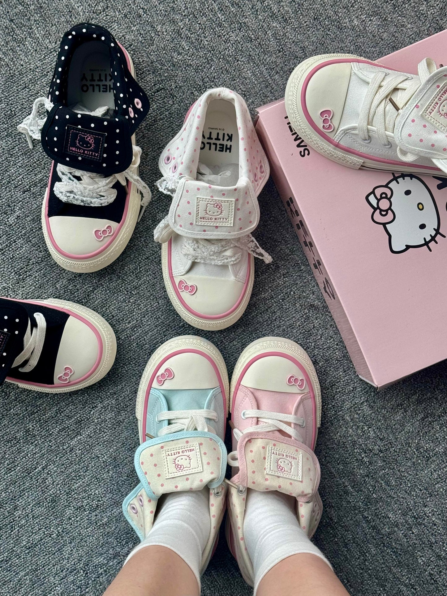 Hellokitty Foldable Hightop Canvas Tops Lace-Up Women's Shoes