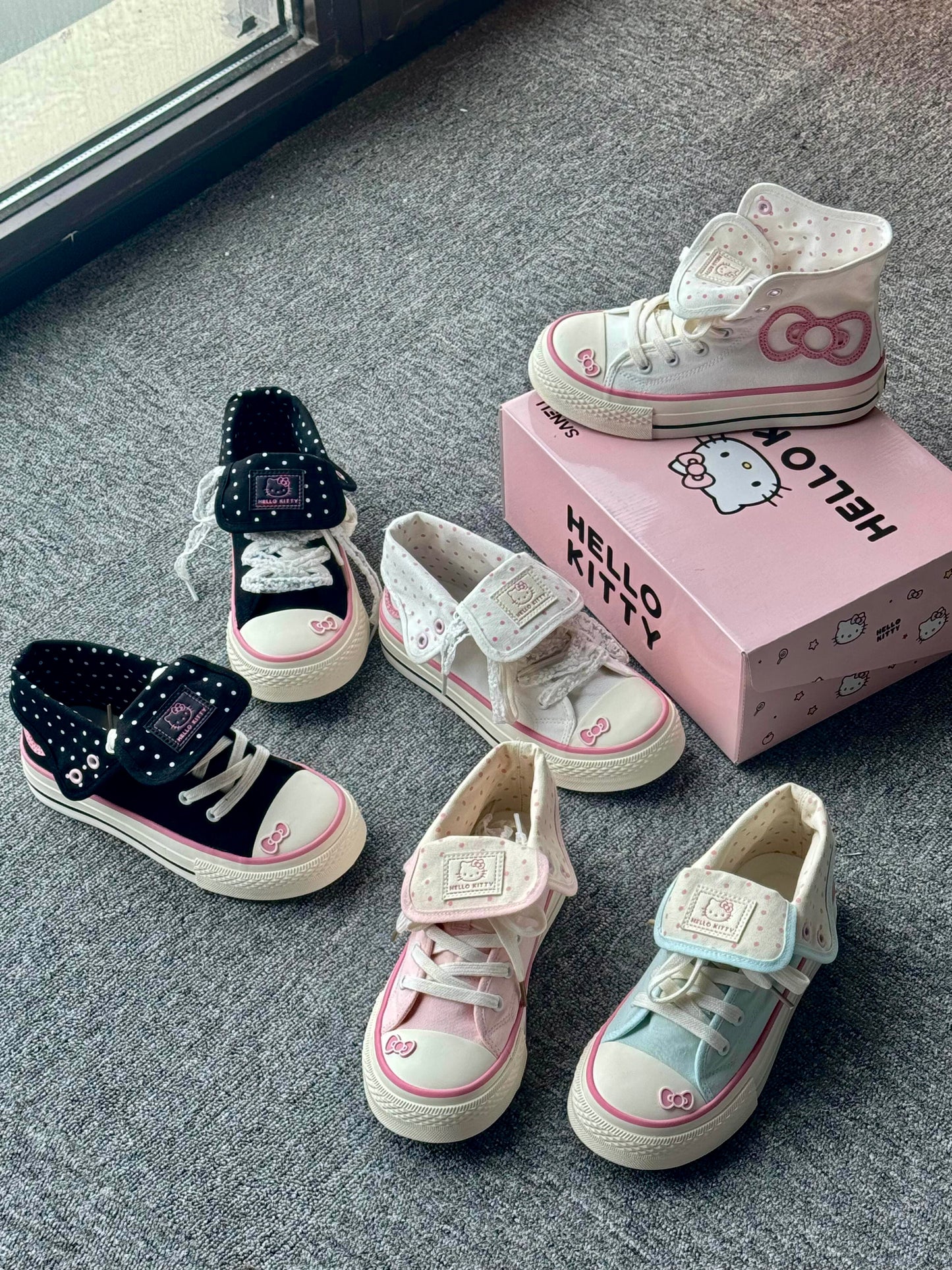 Hellokitty Foldable Hightop Canvas Tops Lace-Up Women's Shoes