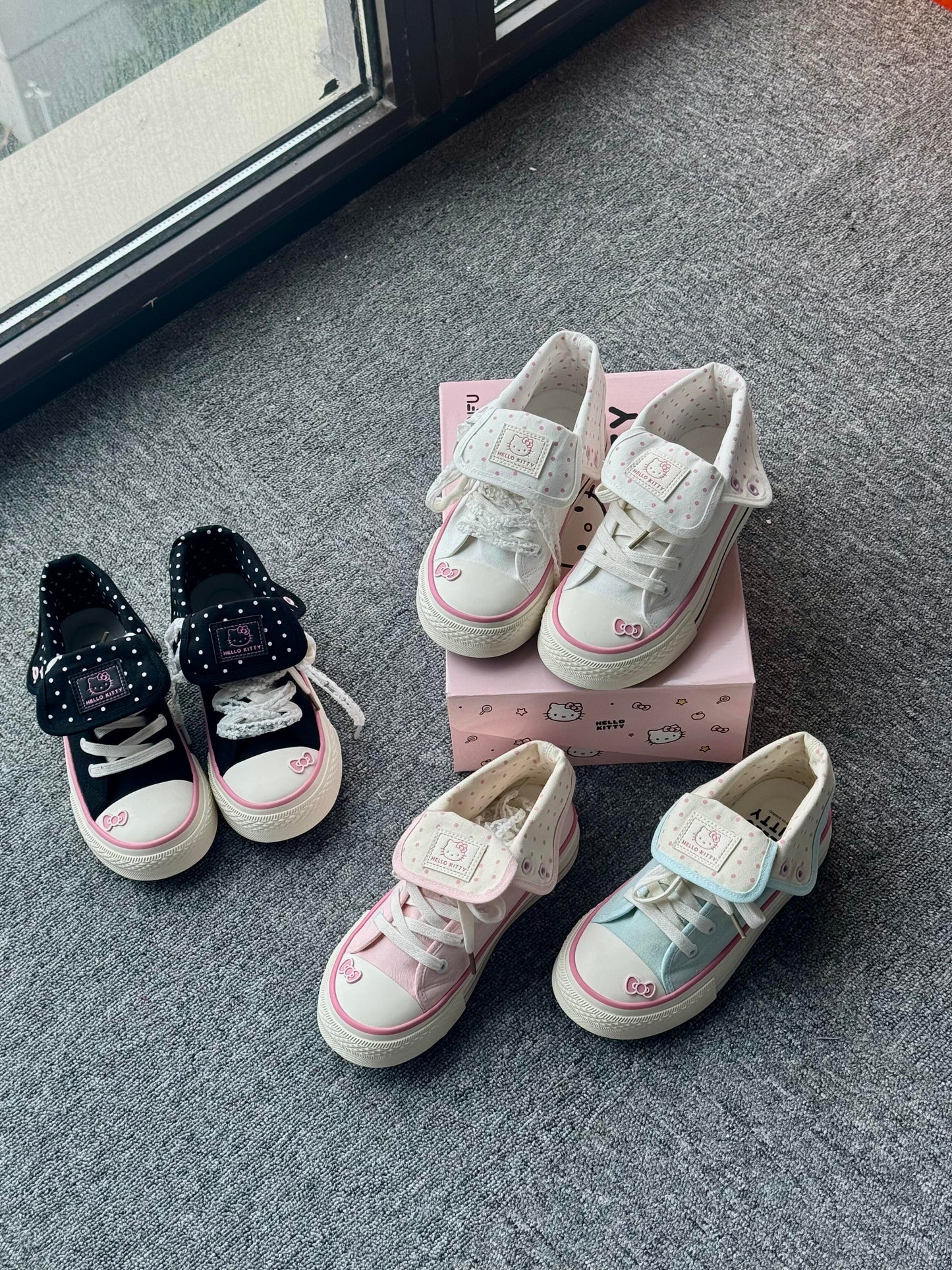 Hellokitty Foldable Hightop Canvas Tops Lace-Up Women's Shoes
