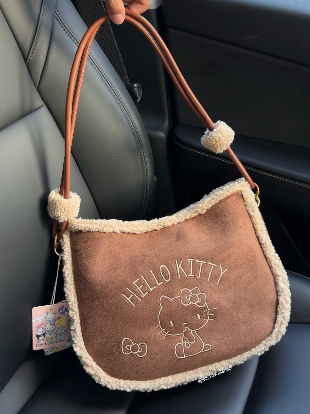 Hello Kitty Brown Plush Fuzzy Shoulder Bag